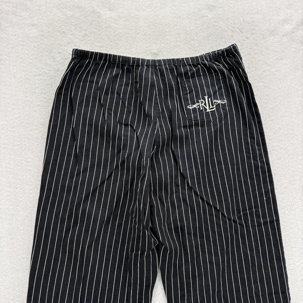 Lauren Essentials Pajama Pants Womens M Black Striped Cotton Light Purple Label - Picture 9 of 12